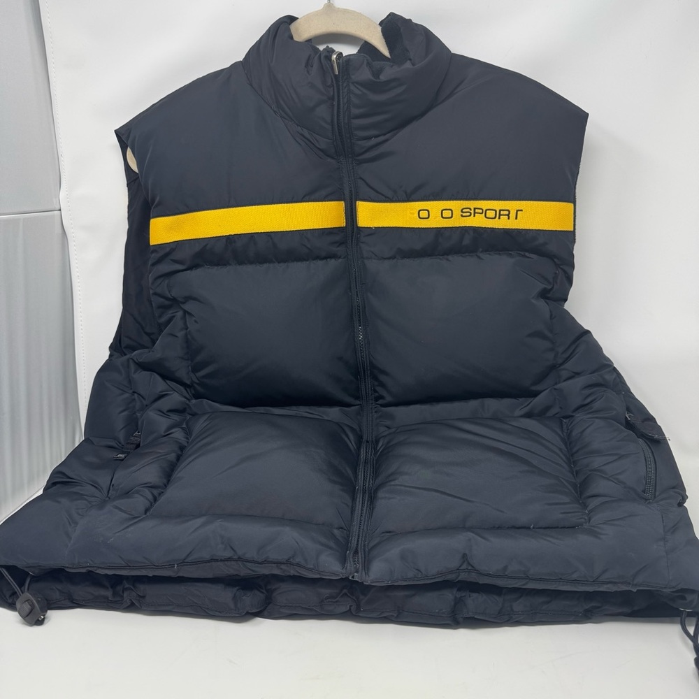 Vintage polo sports reversible men’s size, large Black and Yellow Puffer Vest po